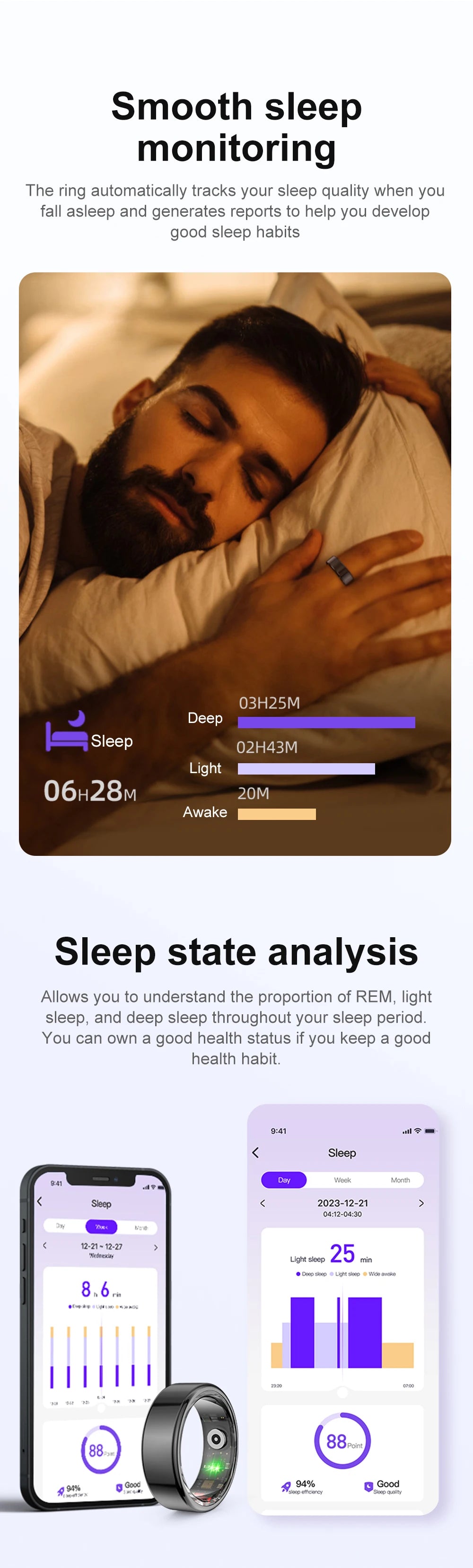 Smart Ring  Health Monitor 5ATM Waterproof