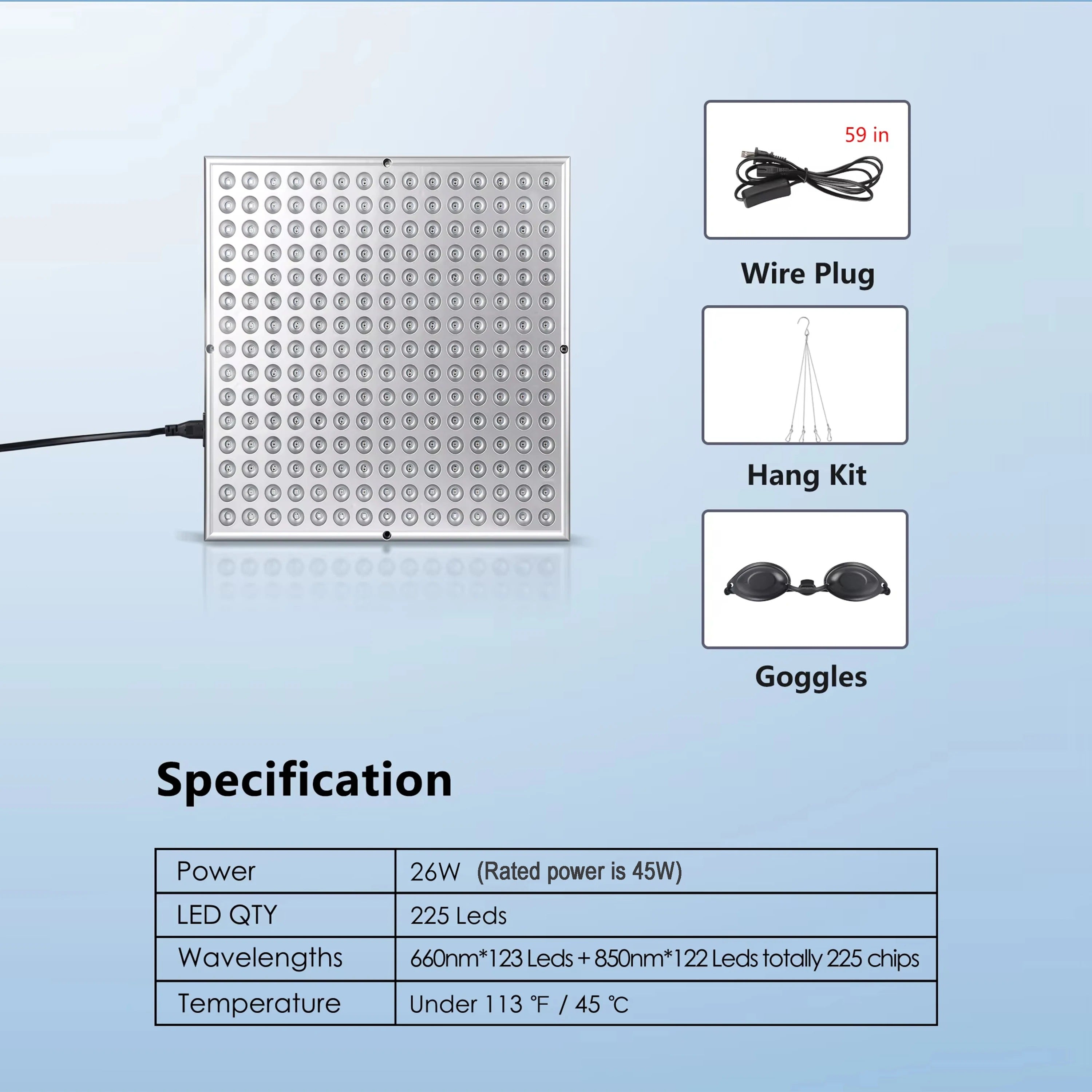 Red Light Therapy Panel Lamp