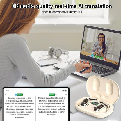 NEW!  Headset with AI Translator Earbuds 144 Languages Noise Cancelling